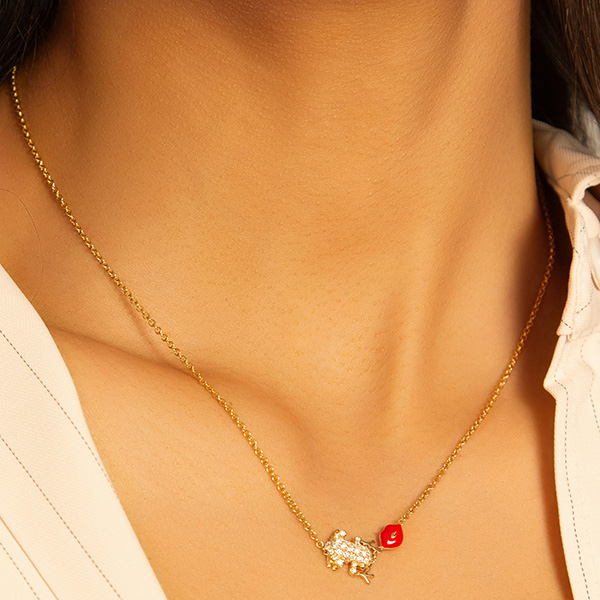 18K Frog Prince &  The Kiss Diamond & Enamel Necklace